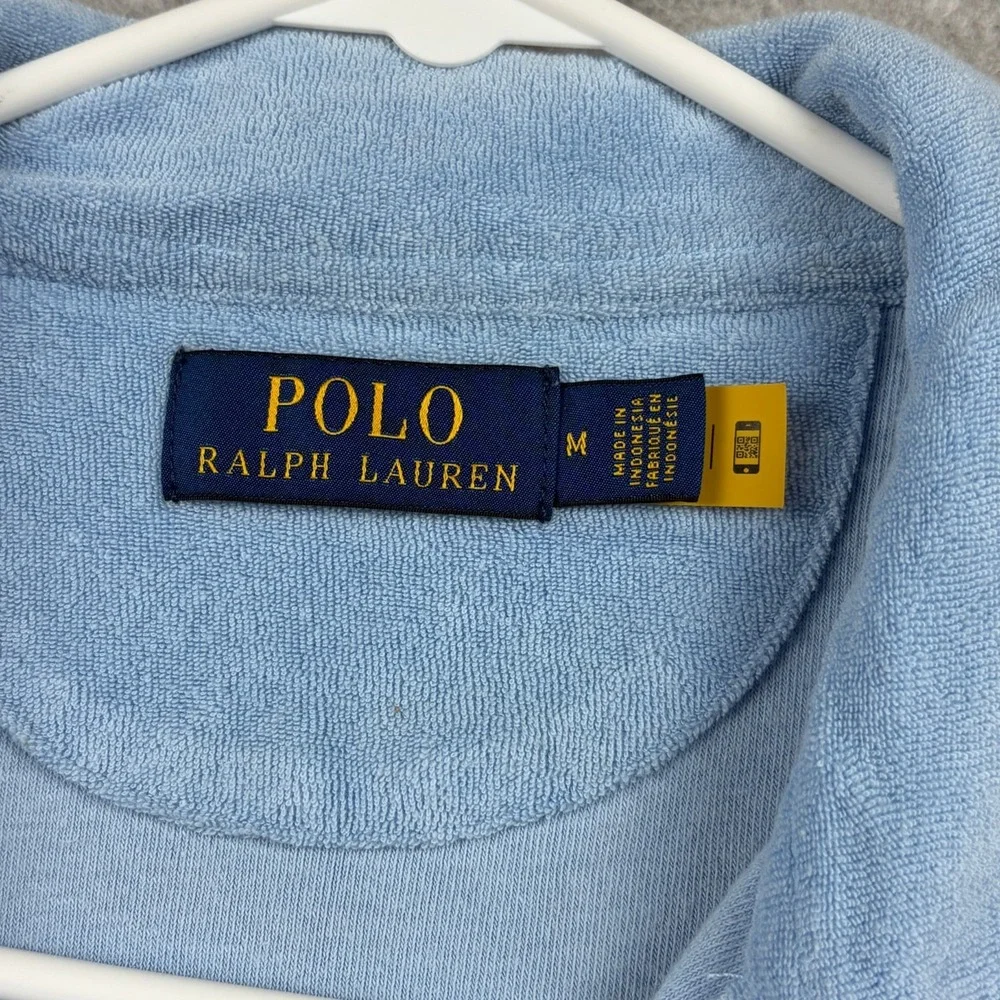 Polo Ralph Lauren Shirt Mens Medium Custom Fit Terry Cloth Johnny Collar Resort
